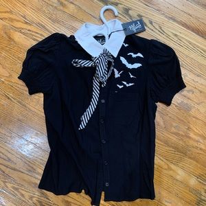 NWT Hell Bunny Bat Trick R Treat Pinup Goth Shirt